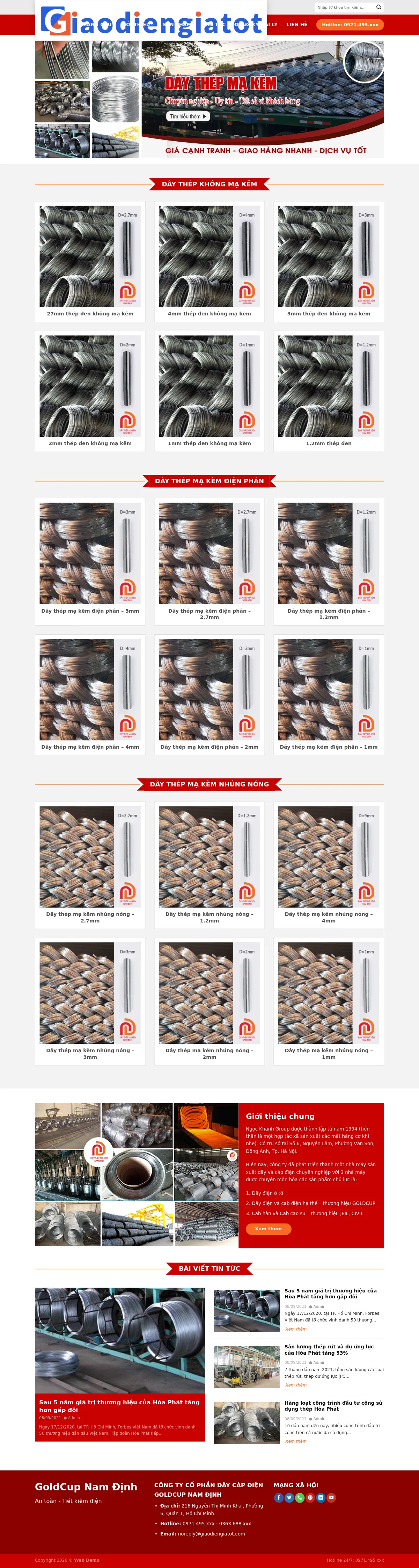 Mẫu Website Nhà Máy Dây Thép Mạ Kẽm – THEP