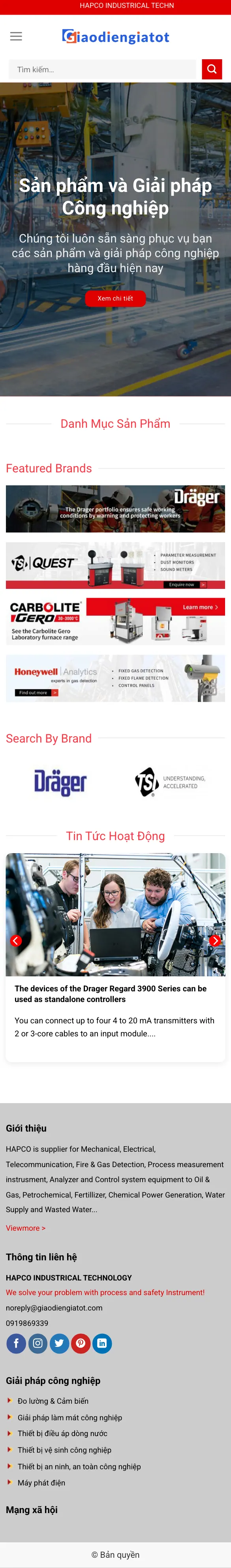 Mẫu Website Thiết Bị An Toàn, Đo Lường Công Nghiệp – THIETBI2 – Trang chủ trên điện thoại