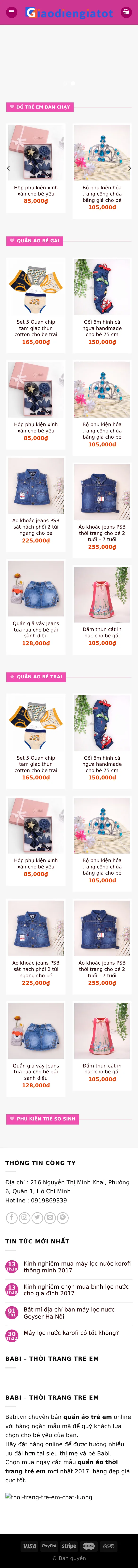Mẫu Website Shop Quần Áo Trẻ Em Tông Hồng – THOITRANG3 – Trang chủ trên điện thoại