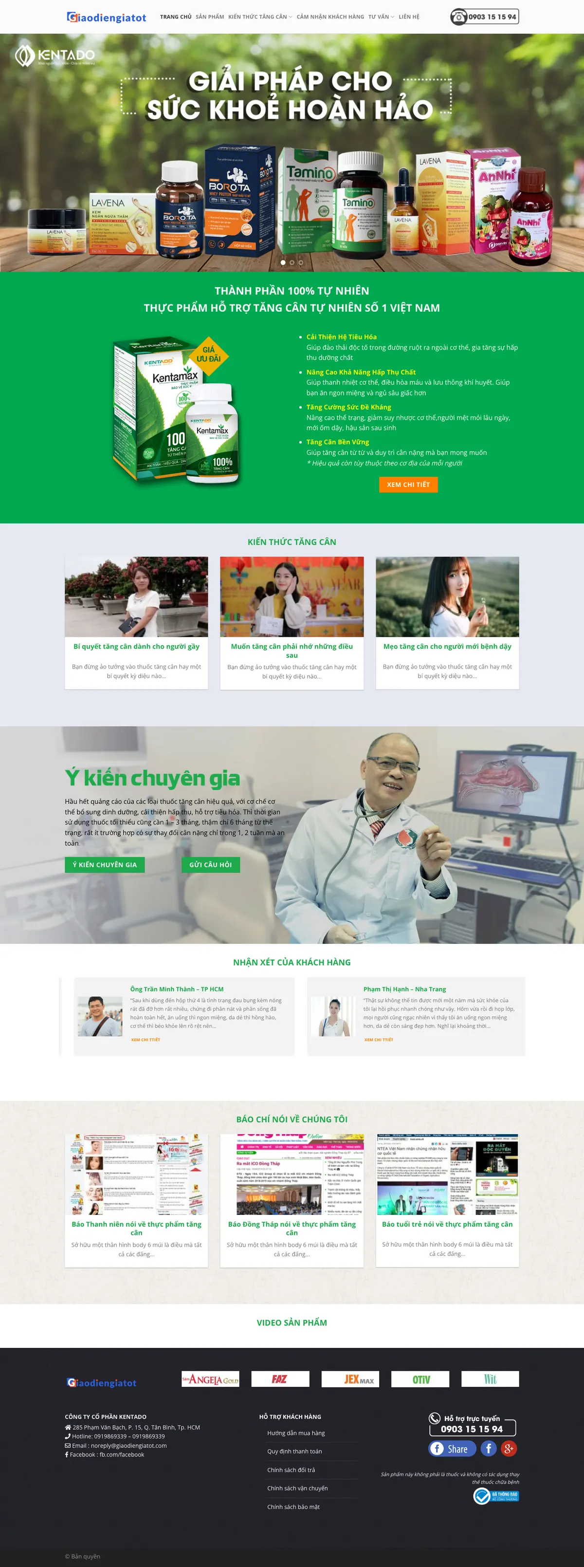 Mẫu Website Sản Phẩm Tăng Cân Kèm Kiến Thức – THUCPHAM8