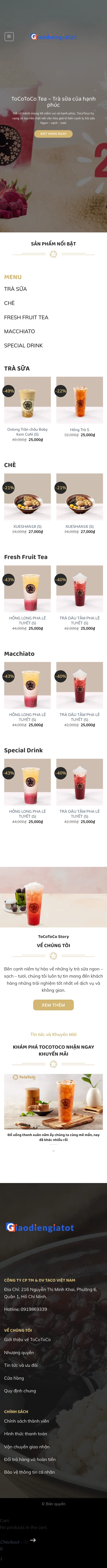 Mẫu Website Chuỗi Trà Sữa Đặt Hàng Online – TOCOTOCO – Trang chủ trên điện thoại