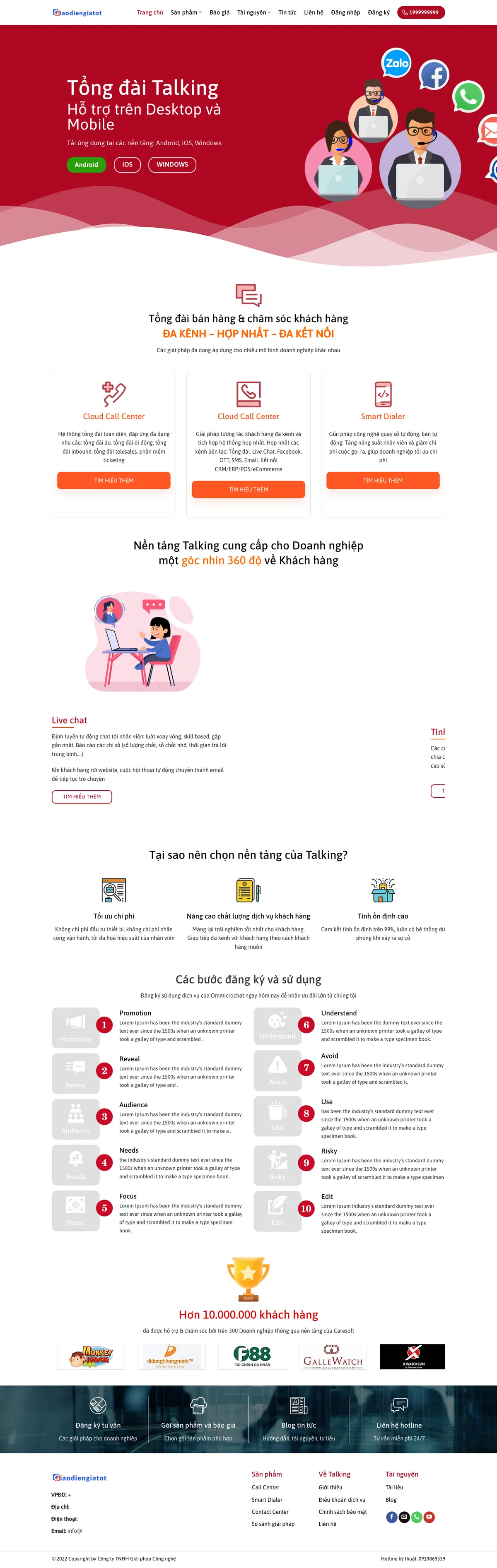Mẫu Website Phần Mềm Tổng Đài, Call Center Đa Kênh – TONGDAI