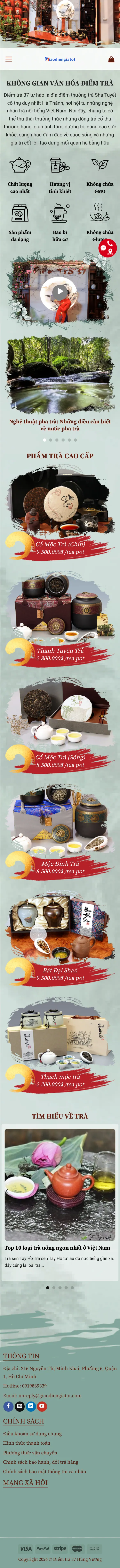 Mẫu Website Trà Cao Cấp Phong Cách Thủy Mặc – TRAXANH2 – Trang chủ trên điện thoại