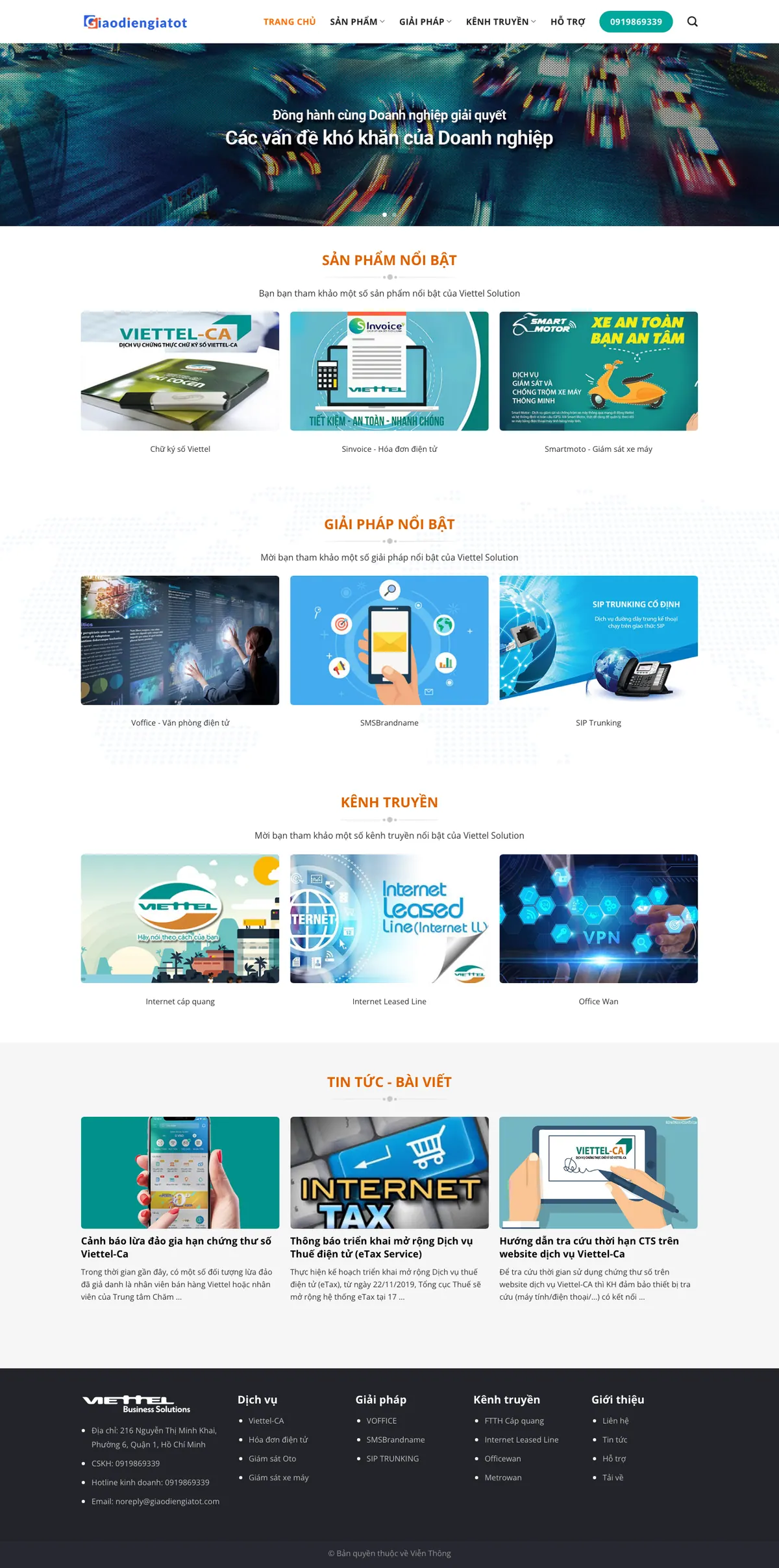 Mẫu Website Đại Lý Viễn Thông, Giải Pháp Số Doanh Nghiệp – VIENTHONG
