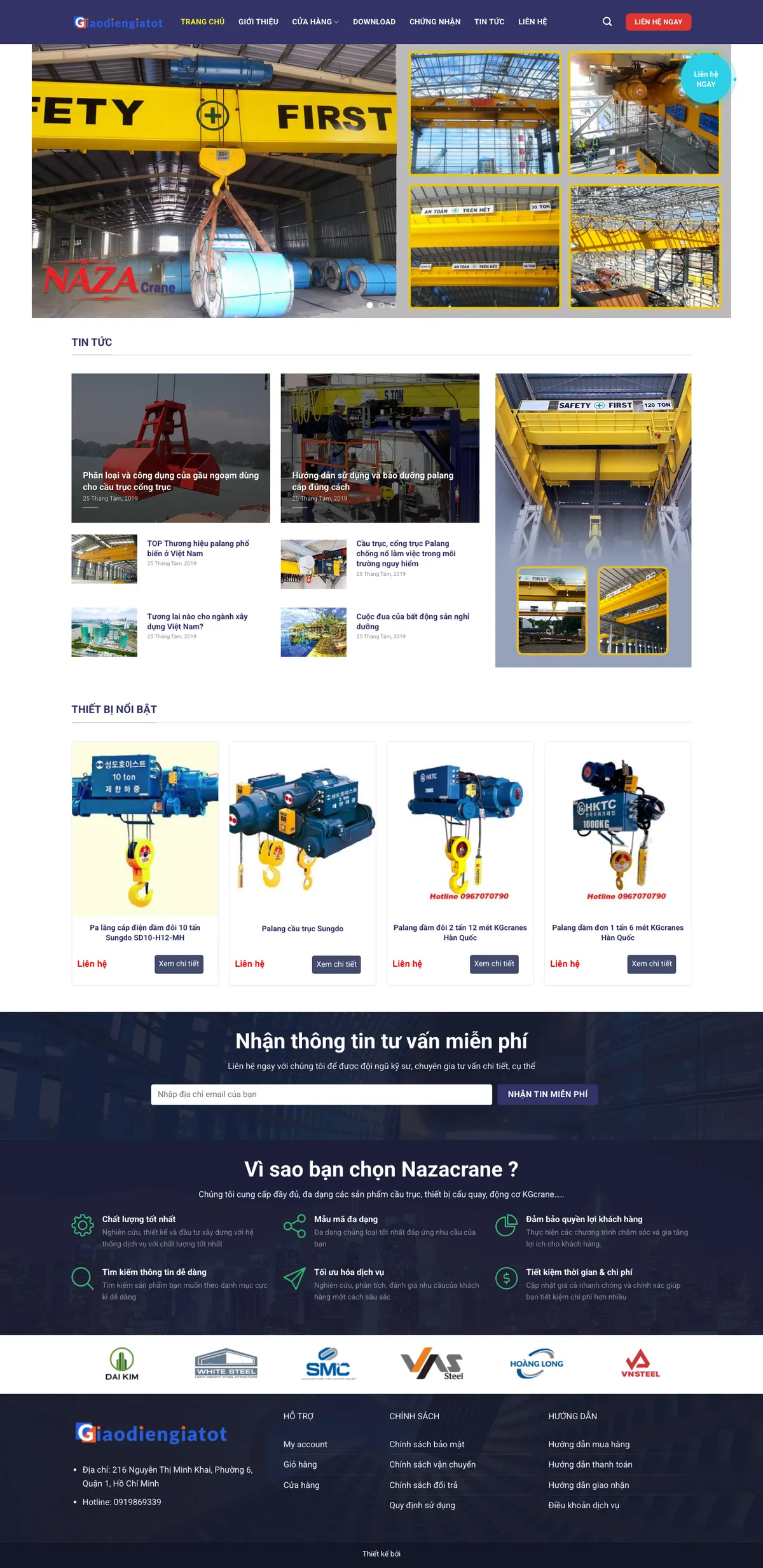 Mẫu Website Cầu Trục, Cổng Trục, Pa Lăng Nâng Hạ – XAYDUNG6