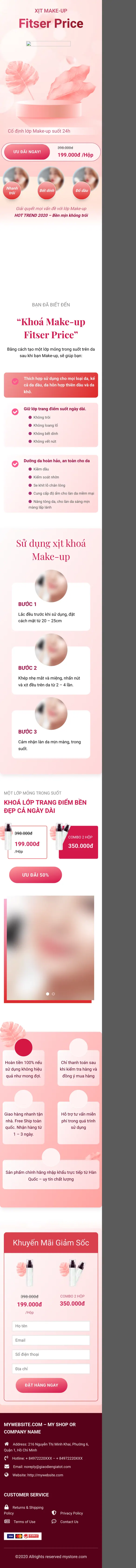 Mẫu Website Landing Page Xịt Khóa Trang Điểm – XITMAKEUP – Trang chủ trên điện thoại